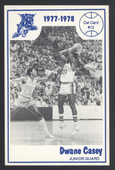 Cat Card #13: Dwane Casey, junior guard, front