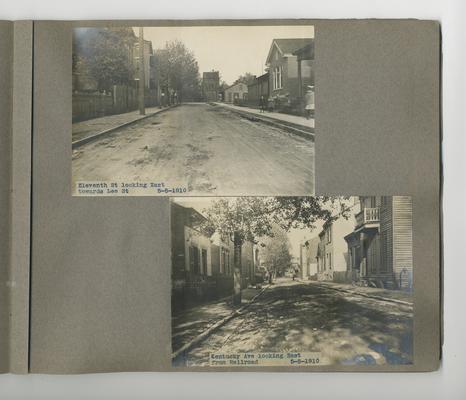 First image: Eleventh St looking East towards Lee St // Kentucky Ave looking East from Railroad Newport, Kentucky