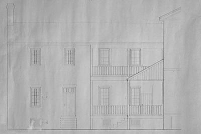 Liberty Hall - Note on slide: Rear ell. South elevation for restoration