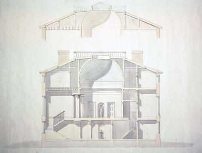 John Pope House - Note on slide: Section. Latrobe's drawing. Library of Congress. Bill Scott Photo