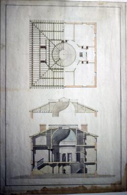 John Pope House - Note on slide: Third floor and section. Latrobe's drawing. Library of Congress. Bill Scott Photo