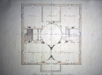 John Pope House - Note on slide: Second floor plan. Latrobe's drawing. Library of Congress. Bill Scott Photo