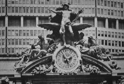 Grand Central Terminal - Note on slide: Mercury group by Jules Alexis Coutar. Pan Am building in background. H.H. Reed / The Golden City