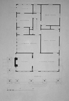 Ralph N. Mayson Bungalow (J.W. Lancaster II House) - Note on slide: First floor plan. Transylvania Park. Restored plan by Clay Lancaster