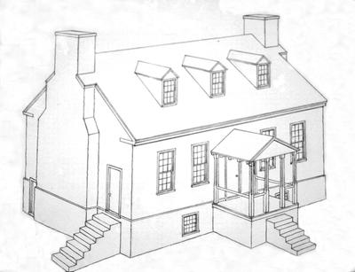 John Scott House Restored Sketch - Note on slide: Perspective drawing