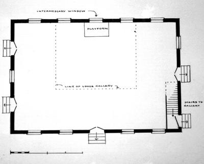 Big Spring Meeting house (Big Spring Baptist church) - Note on slide: First Floor plan