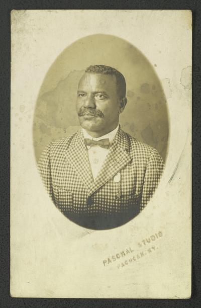 Portrait of J. J. Hayes, note on back reads J.J. Hayes, Paducah, Ky, no. 724 Jones St