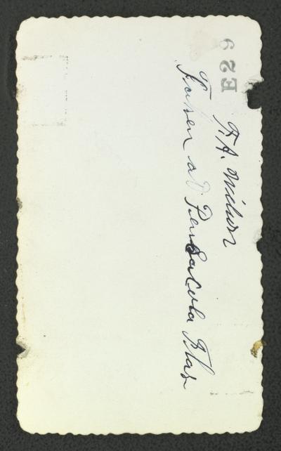 F.A. Wilson in chef's uniform, Father at Pensacola [illegible]