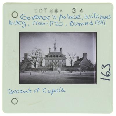 Governor's palace, Williamsburg 1706-1720, burned 1781 - accent of cupola