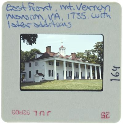 East front, Mount Vernon Mansion, Virginia 1735 with later additions