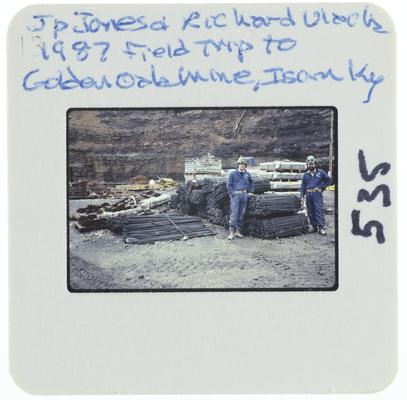 J. P. Jones and Richard Ulack - 1987 field trip to Golden Oak Mine, Isom, Kentucky