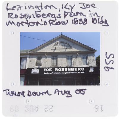 Lexington, Kentucky - Joe Rosenbergs Pawn in Morton's Row 1838, Building torn down