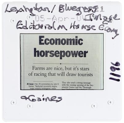 Lexington/Bluegrass Image Editorial on Horse Economy and Gaines