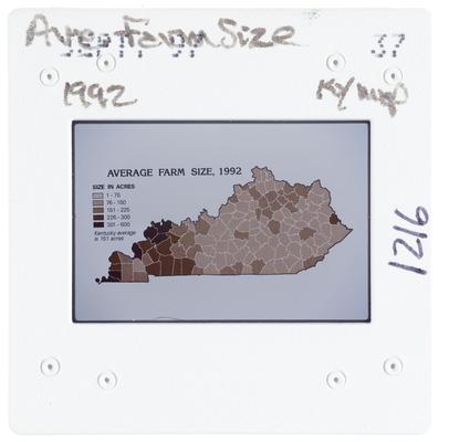 Average Farm Size 1992 Kentucky Map