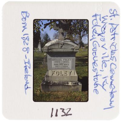 St. Patricks Cemetery Maysville, Kentucky - Foley Gravestone Born 1828-Ireland