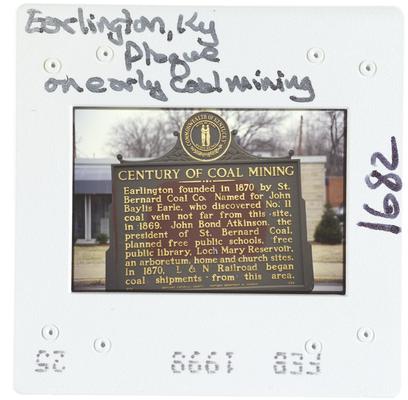 Earlington, Kentucky - Plaque on early coal mining