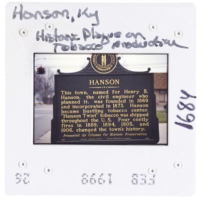 Hanson, Kentucky - Historic Plaque on Tobacco Production