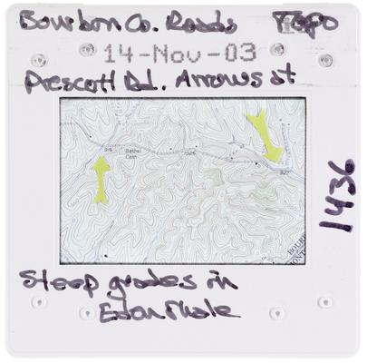 Bourbon County Topo Prescott Road Arrows St. Steep grades in Eden Shale