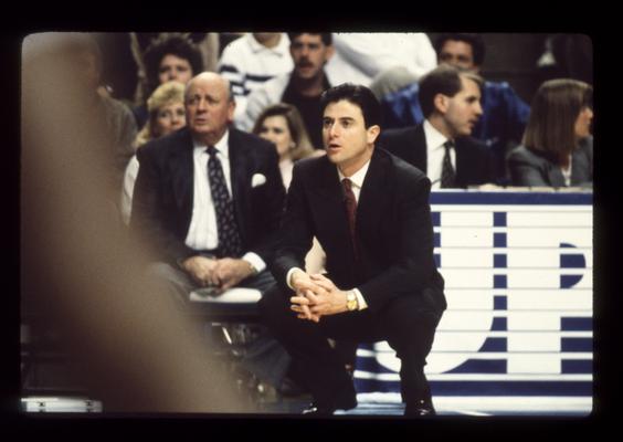 Rick Pitino coaching, Bill Keightley on bench; UK vs. Ole Miss