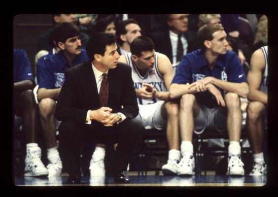 Rick Pitino coaching; Gimel Martinez, Todd Bearup and John Pelphrey on bench; UK vs. Old Miss