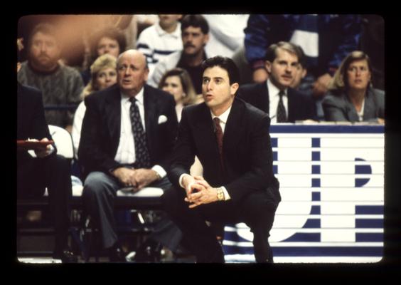 Rick Pitino coaching, Bill Keightley on bench; UK vs. Ole Miss