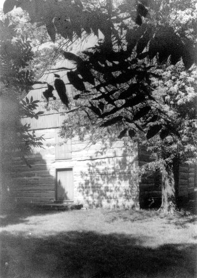 Front-view of Old Cane Ridge Meeting-House as it now stands, restored to the original plan and construction of its pioneer architects in 1791. (Photo taken by John Buckner.)