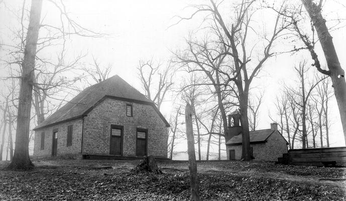 The 'Old Stone Church'--A Presbyterian meeting-house about 8 [eight] miles North-East of Staunton, Augusta County, VA, erected by pioneers of the Valley of Virginia in 1748. Here worshipped the Allens, Bells, Trimbles, etc., and hereabouts their remains lie buried. Photograph taken in April, 1897, 150 [one hundred fifty] years after the building of the church