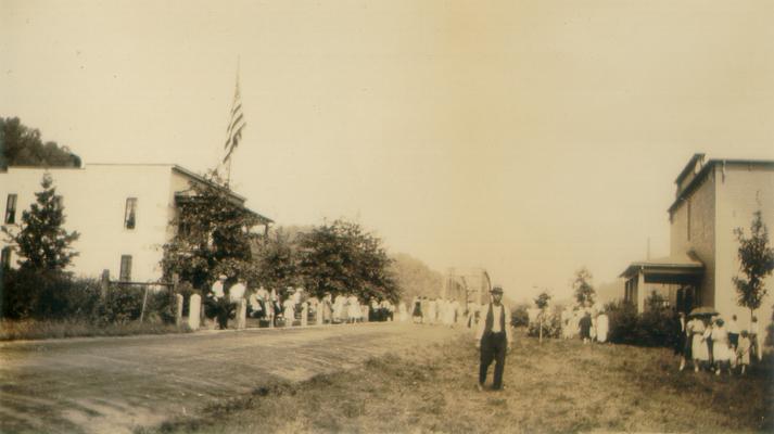 Crowd along a town street