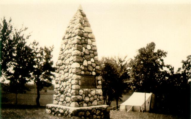 Stone obelisk with tablet