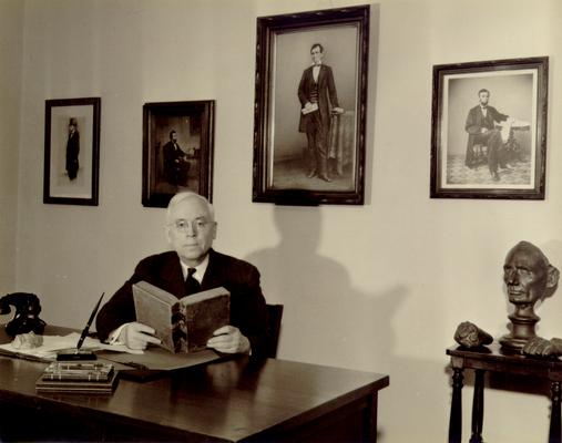 William H. Townsend. Frame autographed: To my dear friend, Samuel M. Wilson; the law book [in the photo] is Abraham Lincoln's copy of the 'Revised Statutes of Illinois' - W.H. Townsend. Feb. 12, 1943