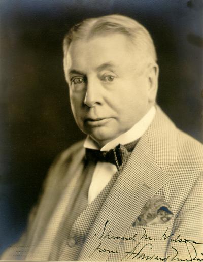 Portrait of a man. Autographed to Samuel M. Wilson from Howard SuskinPhotograph from Rembrandt Studios, Inc. 1726 Chestnut St., Philadelphia, PA