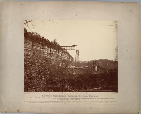 Kentucky River Bridge, Cincinnati Southern Railway; View No 2, shows half of Span No. 1, just before reaching temporary wooden pier