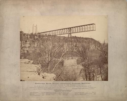 Kentucky River Bridge, Cincinnati Southern Railway; View No. 7, shows first half of bridge complete