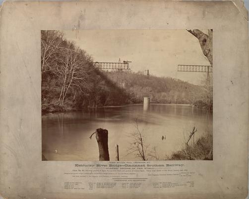 Kentucky River Bridge, Cincinnati Southern Railway; View No. 9, shows portion of Span 3, both piers and portion of center span