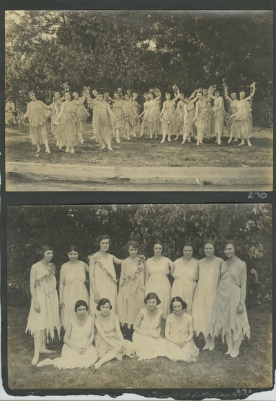 women dancers in costume outdoors; 