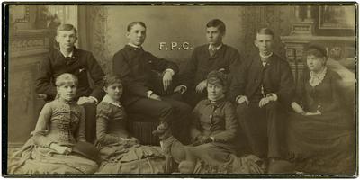 Four young men and four young women, indented on back as 