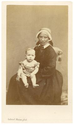Elise Lizibel (McDowell family maid) holding unidentified infant (duplicate of #229)