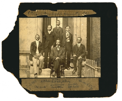 African American YMCA Membership Commiitee of 1902 ; men are identified by names written on border of photograph, 