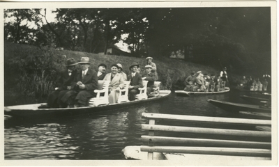 People in two rowboats.  Berlin vicinity Spreewald.   