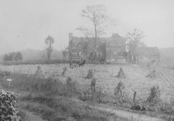 House of Denton Jacques near Green Spring, Indiana. Spring (No.15) District, Washington, Co., Maryland. In a dell just south of Fairview (Old North) Mountain on the 'Old Allegheny Road.' about two miles east of Old Fort Forderials. Built 1755. Note: The wing in the [?] was a separate building originally, but was moved in later years by present owners to the position shown. Picture taken 1926