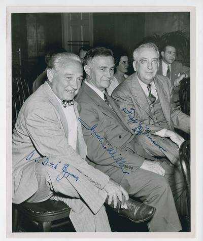 Secretary Vinson seated with A.J. Dutch Bergman and Justice Miller of the US Court of Appeals for the District of Columbia