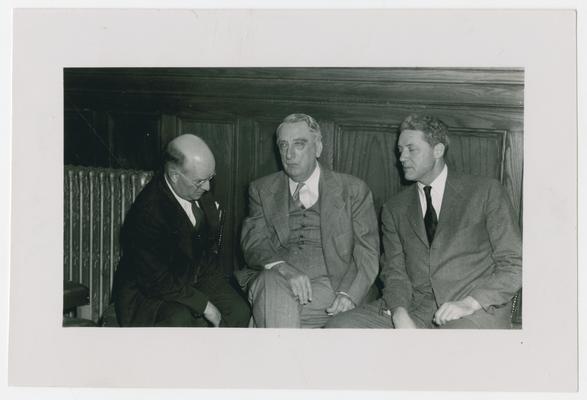 Chief Justice Vinson with Walter Groves, president of Centre College, and John Sherman Cooper at Centre College Alumni Banquet