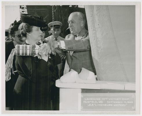 Photo album, S.S. Lynchburg Victory at launching, Fairfield, Maryland