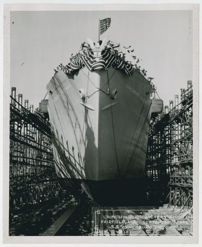 Photo album, S.S. Lynchburg Victory at launching, Fairfield, Maryland