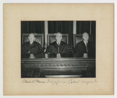 US Emergency Court of Appeals. Left to right: Justice Albert Maris, Justice Vinson, and Justice Calvert Magruder