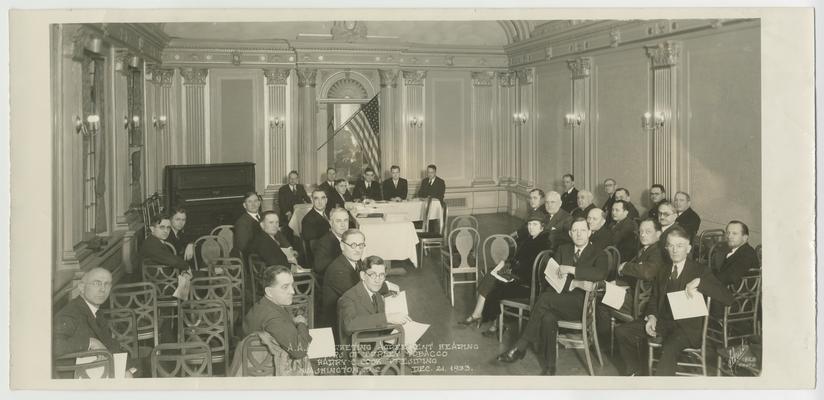 AAA Marketing Agreement hearings at Burley Tobacco. Harry Cook presides