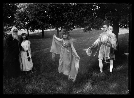 Pageant, play, four actors, old man to left