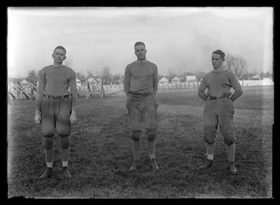 Three football players, Gay, Heick, Gumbert