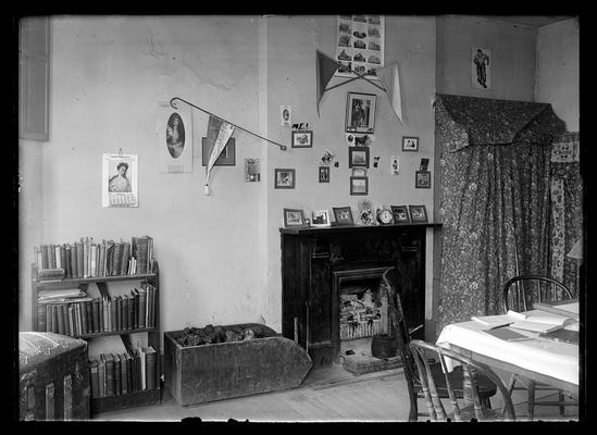 Dorm room, fireplace