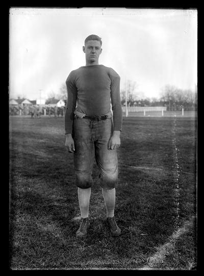 Football player on top of field